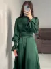 Tossy Ruffled Bandage Elegant Maxi Dress For Women Patchwork Slim Lace-Up Solid Vintage Evening Partywear Ladies Long Dress 2024_ecoleips.com