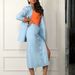 Women's Clothing Lapel Long Sleeved Loose Suit Jacket Slit Hip Skirt Two Piece Suit_ecoleips.com