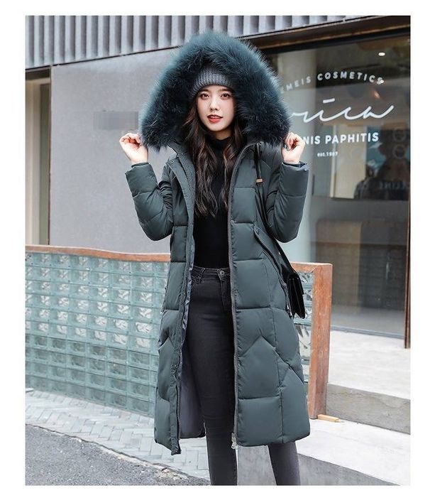 Women’s Slim-Fit Long Parka Coat With Raccoon Fur Hood – Winter Warm Trench Jacket, Thickened Insulated Outerwear, Russian-Inspired Style_ecoleips.com