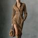 Shirt Collar Button-Down Dress With Pockets – Long Sleeve Asymmetrical Hem Dress For Women, Casual & Office Wear (Light Brown/Dark Brown)_ecoleips.com