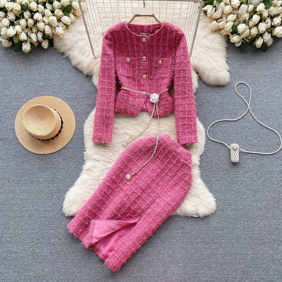 Women's Winter Wool Cardigan Coat – Elegant Longline Open Front With Side Slits (Rose Red, S/M/L/XL)_ecoleips.com