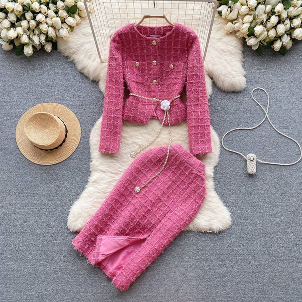 Women's Winter Wool Cardigan Coat – Elegant Longline Open Front With Side Slits (Rose Red, S/M/L/XL)_ecoleips.com