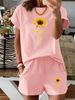 Women’s 2 Piece Outfit Set – Oversized Graphic T-Shirt And Biker Shorts Matching Set, Casual Summer Lounge Tracksuit For Daily Wear-356_ecoleips.com