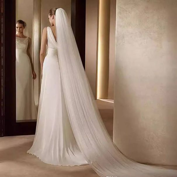 Women's Clothing Soft Mesh Veil For Brides 3 Meter Long With Long Train Wedding Party Wear Includes Hair Comb New Style_ecoleips.com