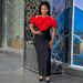 Women's Sexy Off-Shoulder Bandage Dress Elegant Sophisticated Formal Wear with Three-Dimensional Floral Pattern_ecoleips.com