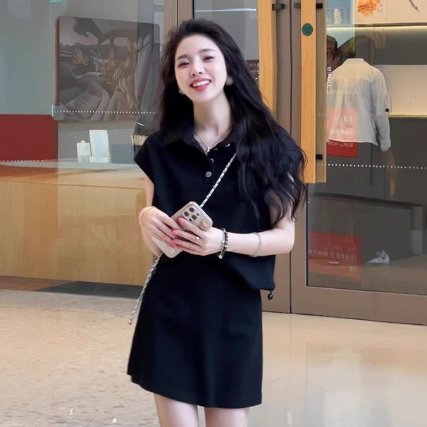 Women's Polo Collar Sleeveless Set Casual Slimming Two Piece Outfit Fashionable Stylish Short Skirt Petite Youthful_ecoleips.com