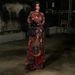 Women's Clothing Fashion Slimming Long Top Spring New Print Waist High Slit Round Neck_ecoleips.com