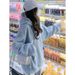 Soft Blue Fleece-lined Thick Hooded Sweatshirt For Women, High-end, Casual And Loose, 2025 Spring, Autumn, Winter Top_ecoleips.com