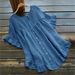 Women's Clothing Pure Color Loose Ruffled Cuffs Round Neck Short Sleeves Button Women's Shirt_ecoleips.com