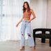 European And American Knee Ripped Jeans Women's High Waist Long Wide Leg Pants Light Color Washed Casual Pants_ecoleips.com