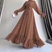 Women’s Clothing Muslim New Chiffon Solid Color Long Belt Fashion Elegant Dress_ecoleips.com