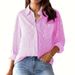 Women's Striped Shirt Long Sleeved Collared Elegant Foreign Trade New European And American Style Everyday Commuting Clothing_ecoleips.com