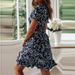 Boho Floral Print Ruffles Women Dress 2023 Summer Sexy V Neck Short Sleeve A Line Chiffon Mini Dresses Beach Vacation Sundress_ecoleips.com