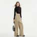 American Patchwork Design Jeans For Women's Spring New Style Khaki Loose Wide Straight Leg Pants_ecoleips.com