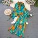 Women's Clothing Fashion Suit Female Celebrity Lantern Long Sleeve Bow Tie Loose Printed Shirt Two Piece Set High Waist Wide Leg Pants_ecoleips.com