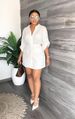 Women's Clothing Women's Casual Loose V Neck Low Cut Tie Waist Workwear Dress Sexy For Formal & Casual For Women_ecoleips.com