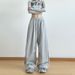 Women's Clothing Grey Sweatpants Women Autumn New High Waist Straight Loose Casual Sweatpants Workwear Wide Leg Pants_ecoleips.com