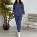 Women's European American Style Solid Color round Neck Long Sleeve Pant Set Casual Two Piece Top And Trousers Spring Autumn_ecoleips.com