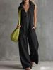 Summer Linen Jumpsuit Loose Fitting Pocketed Casual Women's Clothing European American Style for Export Cross Border Trade 2026_ecoleips.com