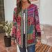 Women's Clothing Cotton And Linen Printed Loose Long Sleeved Jacket Cardigan_ecoleips.com
