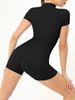 Summer Zipper Short Sleeve One-Piece Yoga Suit Shorts Women's Dance Fitness Skinny Sports Onesie Shorts_ecoleips.com