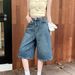 Women's Clothing High Street Retro Wide Leg Cropped Denim Pants For Women Summer High Waist Large Size Slim Loose Straight Shorts_ecoleips.com