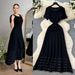 Women's Clothing French Style Elegant Sophisticated Beaded Round Neck French-Inspired Beaded Knit Dress – Round Neck, Short Sleeve & A-Line Midi_ecoleips.com