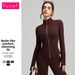 Women's Clothing Slim Fit Yoga Top Long Sleeve Stand Collar Finger Cots Sophisticated Feel Polyester Sports Sweatshirt_ecoleips.com