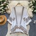 Women's Shawl Style Coat Lightweight Breathable Loose Fitting Embroidered Tassel Top Retro Stylish Resort Wear_ecoleips.com