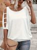 Women's Oversized Cold Shoulder T-Shirt Relaxed Fit Drop Sleeve Casual Top for Everyday Comfort_ecoleips.com