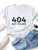 Women Crew Neck Short Sleeve T-Shirt, Glitch 404 Not Found Text Graphic Loose Fit Casual Summer Basic Tee Tops_ecoleips.com
