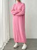Women Lightweight Breathable Thin Knit Maxi Dress, Mock Neck Long Sleeve Drop Shoulder Oversized Loose Casual Daily Knit Dress_ecoleips.com