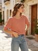 Loose Soft Breathable Half Sleeve Knit Top_ecoleips.com