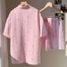 Women's Clothing Shorts Shirt Wide Leg Shorts Two Piece Suit Summer Commuter Suit_ecoleips.com