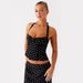 Summer Polka Dot Fashion High Waist Long Dress Two Piece Set For Women Sexy Backless V Neck Halter Neck Design_ecoleips.com