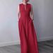 Elegant High-Waisted Zipper Sleeveless Dress For Women, Solid Color Slim Office Midi Dress, Fashion Casual Bodycon Long Dress_ecoleips.com