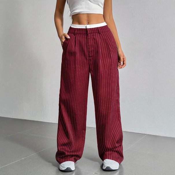 Women's Clothing Spring And Autumn New Fashion Drawstring High Waist Drape Casual Wide Leg Trousers_ecoleips.com
