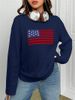 Women's Clothing New Loose Round Neck Flag Pattern Simple Versatile Knitted Sweater_ecoleips.com