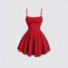 Women's Clothing Summer Fashion Sexy Dress Solid Color Pleated Back Zipper Suspender Dress_ecoleips.com