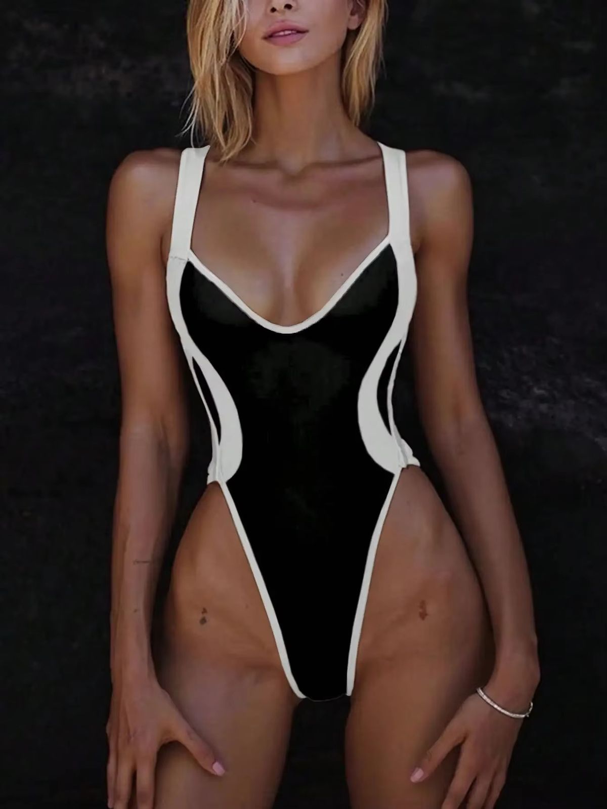 Ladies' Summer Vacation Suitable Beachwear Patchwork Body Backless Cross-Border Bikini Women's One-Piece Swimsuit_ecoleips.com