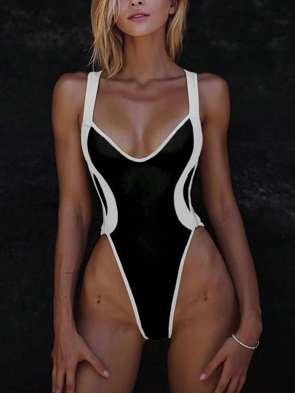 Ladies' Summer Vacation Suitable Beachwear Patchwork Body Backless Cross-Border Bikini Women's One-Piece Swimsuit_ecoleips.com