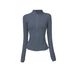 Women's Gold-Zip Yoga Jacket – Breathable Stretch Fitness Top With Stand Collar & Seamless Fit_ecoleips.com