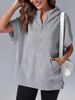 Women's Clothing Solid Color Casual Short Sleeved Hooded Sweatshirt_ecoleips.com