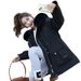 girl Girl Girl 2023 New Women's Mid-Length Waist-Cinching Slimming Detachable Rex Rabbit Fur Inner Jacket Parka Hooded Coat_ecoleips.com