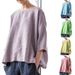 Bohemian Linen Blend Oversized Top – Round Neck 3/4 Sleeve Tunic For Women (5 Earthy Colors) Breathable Hybrid Fabric_ecoleips.com