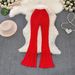 Women's Clothing Elastic Waist Slim Fit Homemade Long Legs Tiger Pattern Low Waist Hot Diamond Sagging Soft Casual Long Flared Pants_ecoleips.com