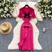 Women's Clothing V Neck Knitted Dress Bowknot Diamond Studded Slim Fit Design Beautiful Long Skirt_ecoleips.com