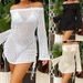 Women's Clothing Sexy Hollow Texture One Shoulder Fashionable Double Drawstring Sunscreen Woven Beach Blouse_ecoleips.com