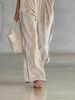 Women's Korean Style Winter Sportswear Set High Neck Zipper Top Wide Leg Pants White S-XXXL_ecoleips.com