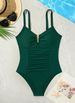 Women's Clothing Women's Solid Color Padded One Piece Swimsuit Suitable For Russia Regular Fit Vacation Style Swimwear_ecoleips.com